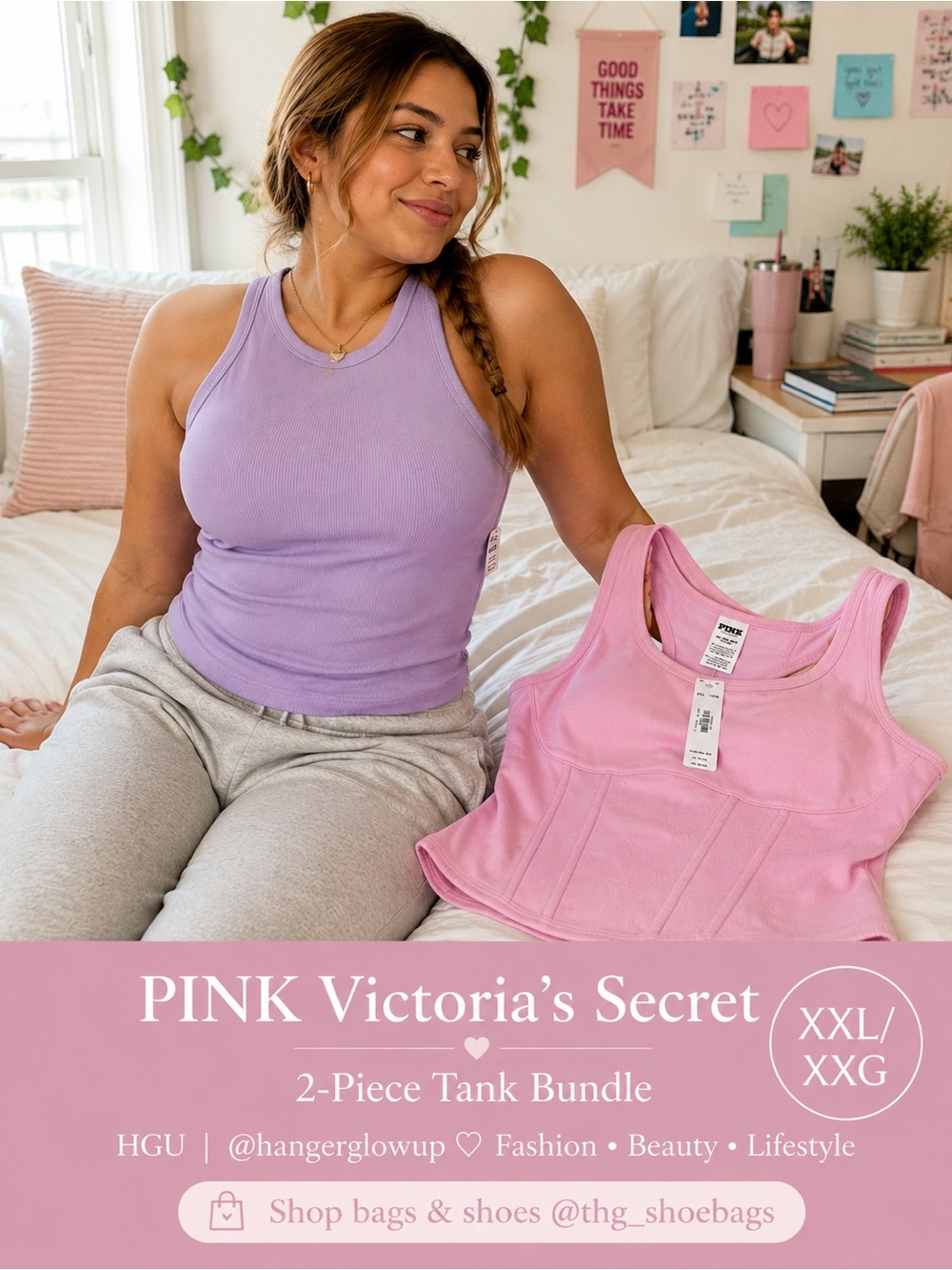 PINK Victoria’s Secret Tank Bundle XXL NWT Shelf Bra & Faux Corset 2PC